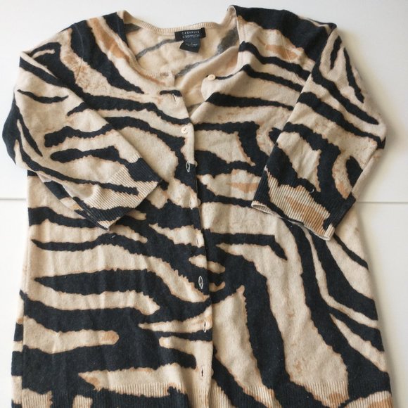 Bloomingdale's Sweaters - Bloomingdales Cashmere Cardigan Animal Print